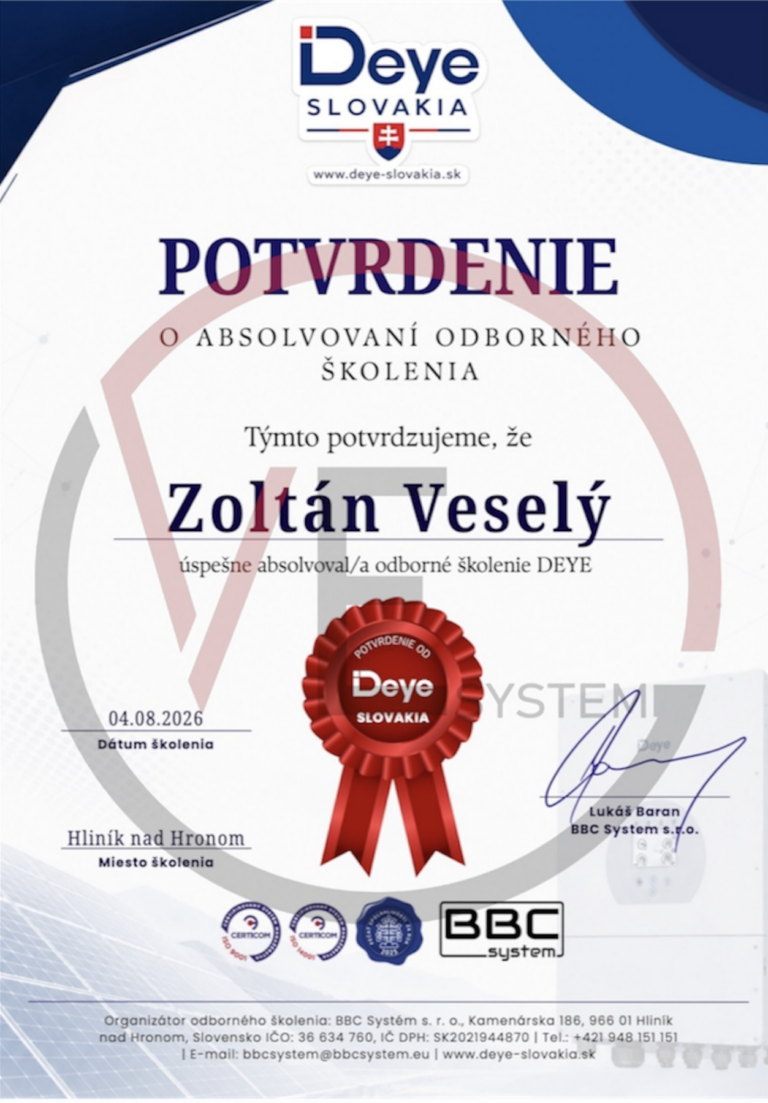 Deye certifikát